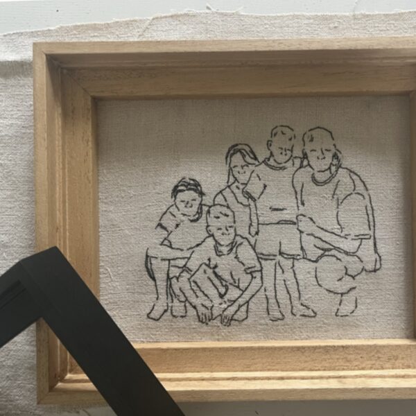 Familie portret geborduurd 5 personen