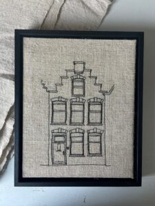 Lijntekening huis, housewarming cadeau